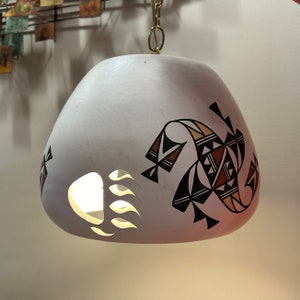 Acoma Pueblo Hanging Lamp Chandelier Fixture, Signed Free Shipping image 1