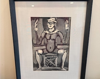 Georges Rouault Clown Assis Vintage 1932 Print French Expressionist Art