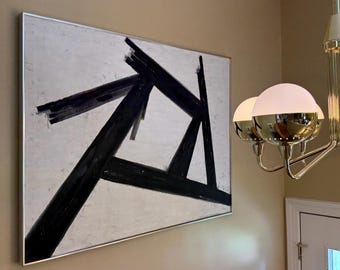 Vintage Large Scale Abstract Expressionist Painting 1970 Signed Allan 4’ x 3’