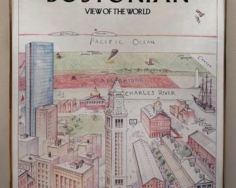 The Bostonian View of the World Vintage Framed Poster - Vintage