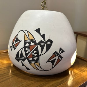 Acoma Pueblo Hanging Lamp Chandelier Fixture, Signed Free Shipping image 4