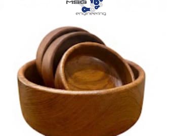 Vintage Hand-Turned Walnut Wood Bowl Set