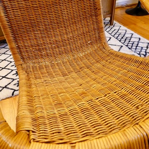 Free Shipping Vintage Mid-Century Modern Rattan & Sculpted Bamboo Hoop Chair With Iron and Brass Legs image 3