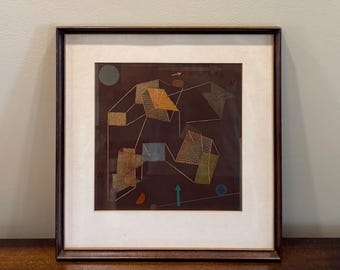 Vintage Paul Klee Soaring and Gliding Silk Screen Print Framed