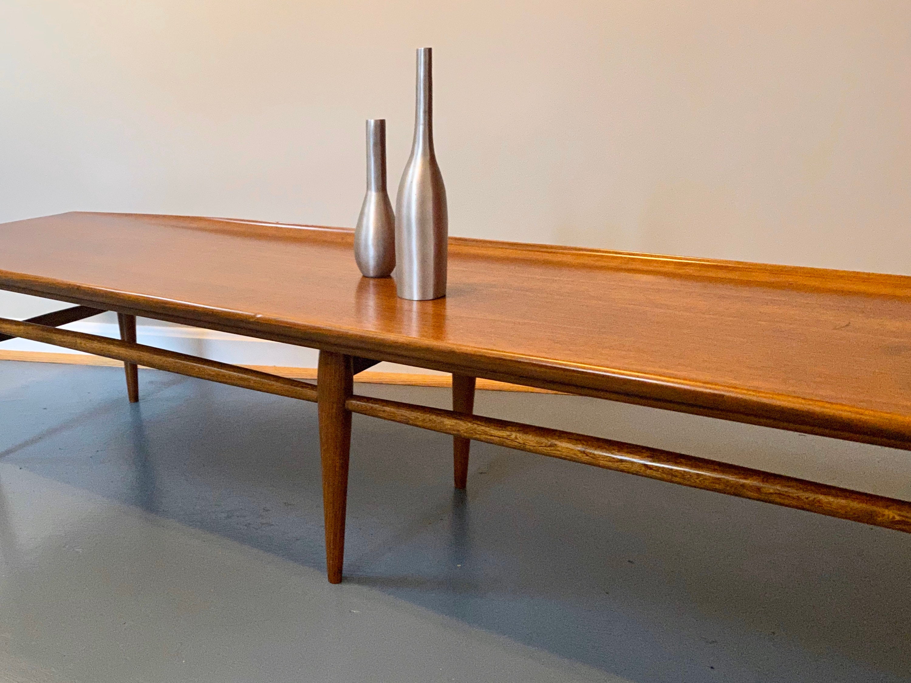 Vintage Midcentury Walnut Long Coffee Table by Bassett