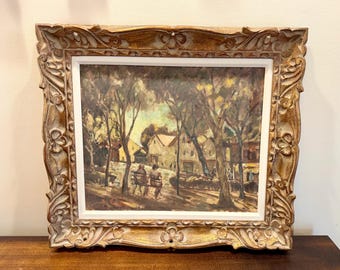 Vintage Harold Rotenberg Oil Painting Impressionist Park Scene 24” x 21.5”
