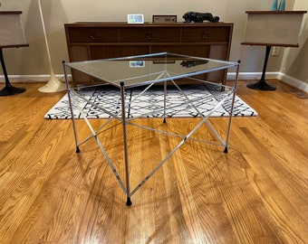 1970s Modernist Molecular Form Chrome & Glass Tables - Free Shipping