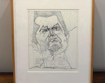 Vintage Vint Lawrence Corley County State Park Satirical Print 19.25” x 16.5”