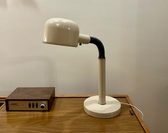 Tan Gooseneck Desk Lamp: Vintage Mid Century Task Light