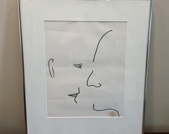 Original Paul Weiss Signed Line Drawing 1976 Framed Portrait