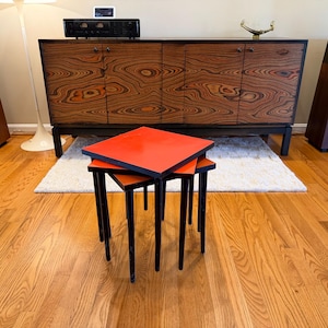 Vintage Nesting Tables - Set of 3 - Red and Black - Made in Japan