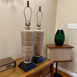 Pair of 1960s 1970s Geometric Table Lamp in the style of Jane and Gordon Martz - Free Shipping
