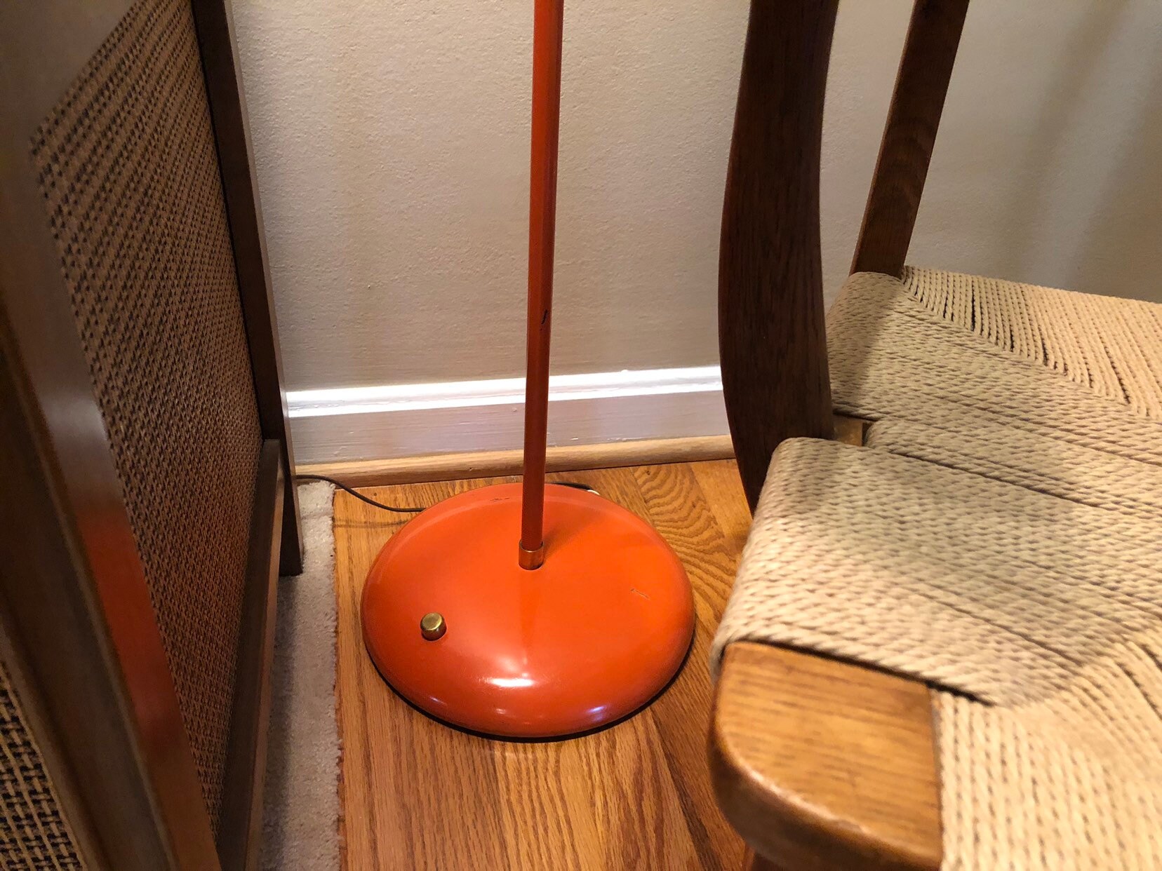 Vintage Clover Lamp Company Orange Midcentury Floor Reading Task Lamp