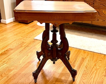Vintage Eastlake Style Pedestal Table 28” x 20”