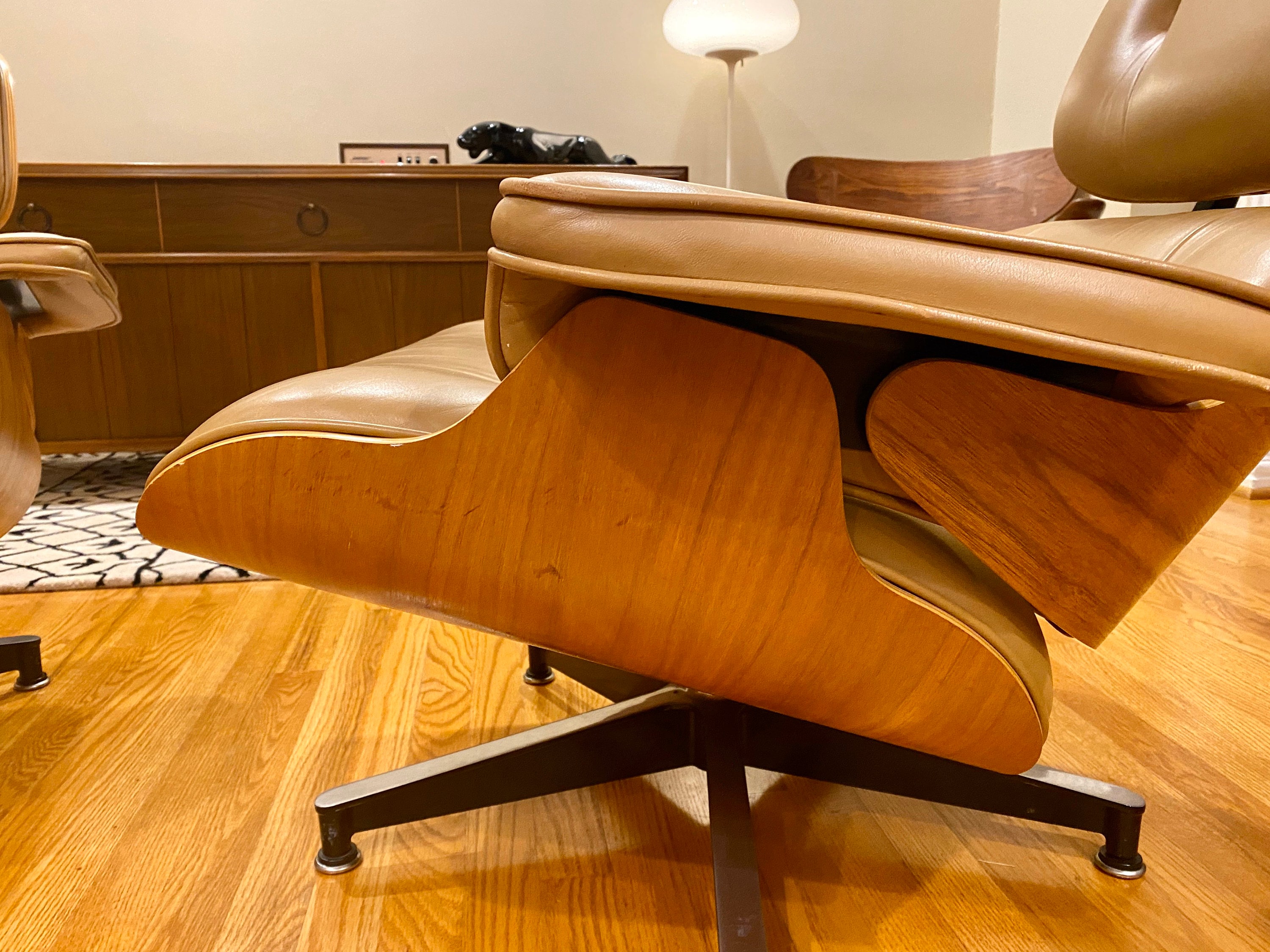 On Hold Authentic Pair of Herman Miller Eames Lounge Chairs Caramel Leather Rare