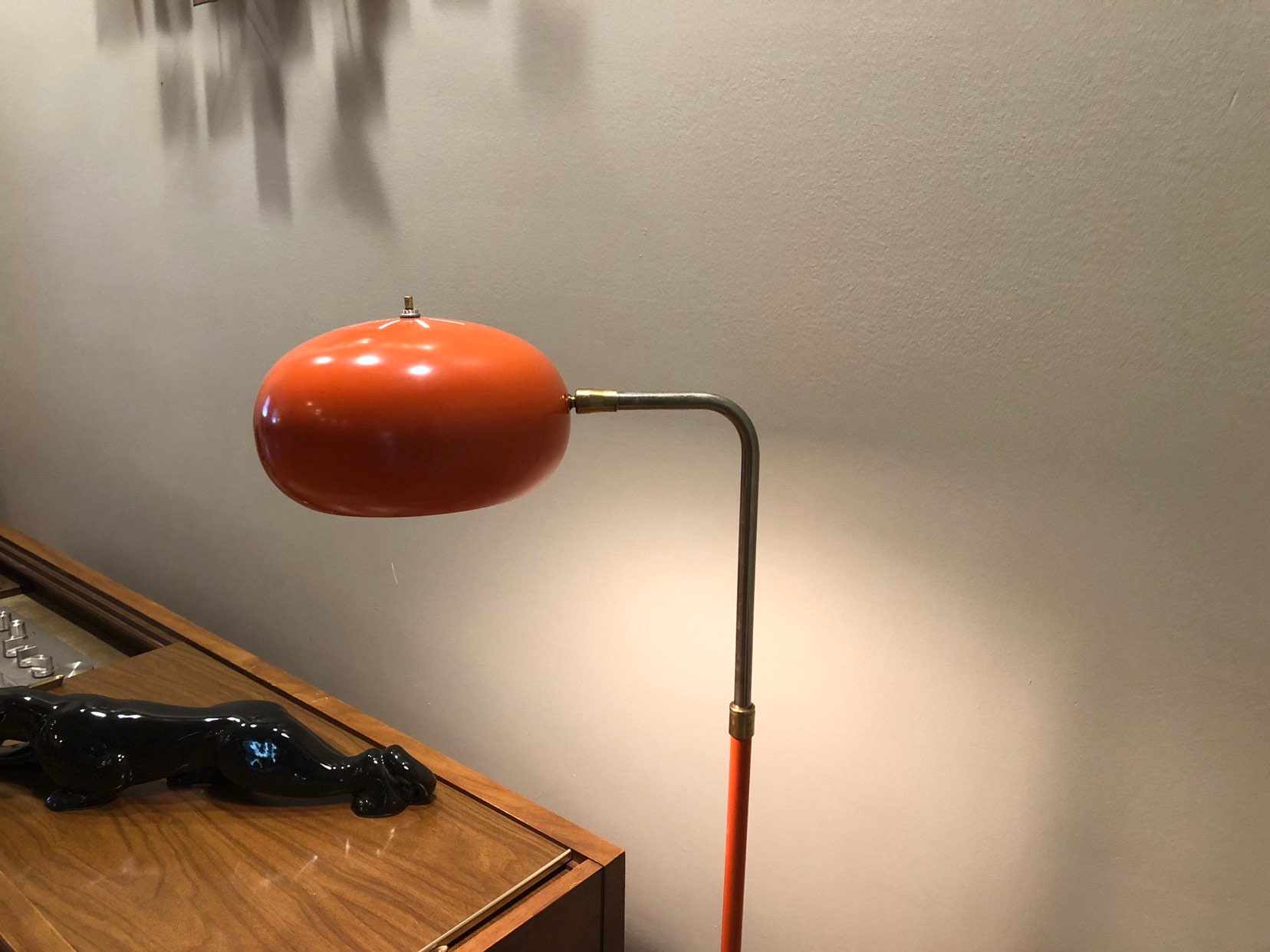 Vintage Clover Lamp Company Orange Midcentury Floor Reading Task Lamp