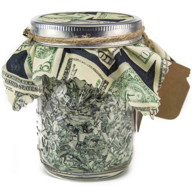 Creative Gift Card Holder \u2026 Pint Mason Jar Stuffed With Shredded US Currency