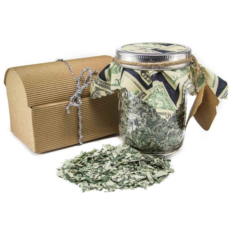 Creative Gift Card Holder \u2026 Pint Mason Jar Stuffed With Shredded US Currency