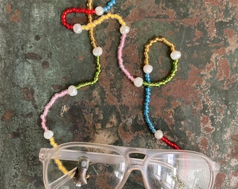 Sun/glasses chain/multicolor/pearls