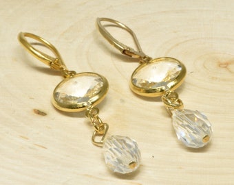 Vintage Bezel Set Dangle Earrings