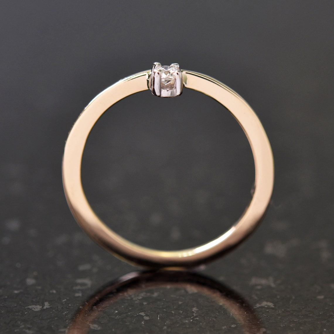 Anillo de diamante plano apilable - Etsy España