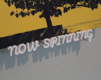 Now Spinning Vinyl Record Stand Wall Mount Display Shelf Adhesive Strip Mounting - New Font 3