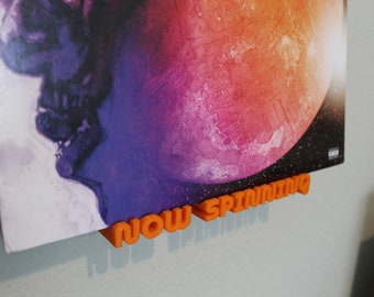 Now Spinning Vinyl Record Stand Wall Mount Display Shelf Adhesive Strip Mounting - New Font 5