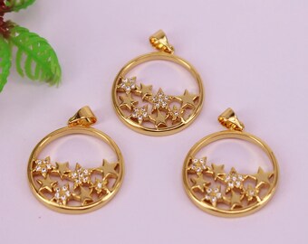 Jewelry Findings HOT 8Pcs 29mm Mixed plated Blue Enamel Star shape Copper Metal CZ Zircon beads connector pendant bracelet necklace