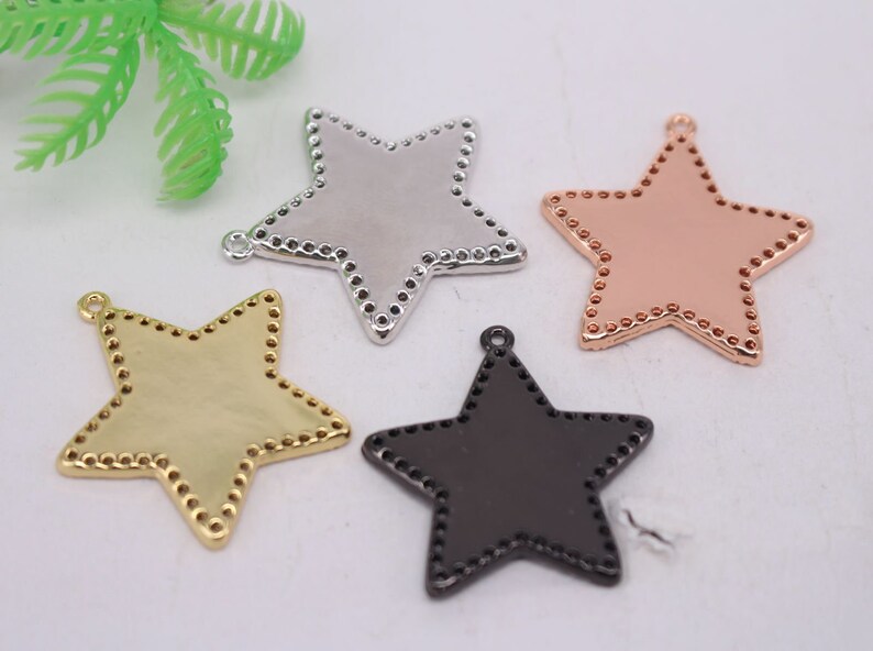 Jewelry Findings HOT 8Pcs 29mm Mixed plated Blue Enamel Star shape Copper Metal CZ Zircon beads connector pendant bracelet necklace
