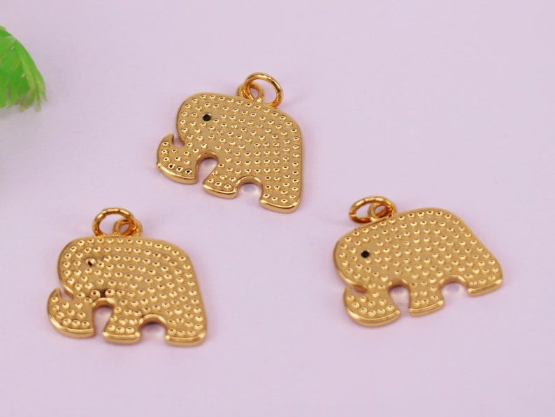 HOT 30Pcs 13x18mm Gold plated Elephant shape Copper Metal Green eye CZ beads connector pendant bracelet necklaceEarring,Jewelry Findings
