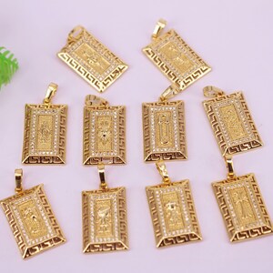 20Pcs 14x24mm Gold plated Rectangle pattern Copper Metal White CZ/Zircon beads connector pendant/bracelet /necklace/Earring,Jewelry Findings