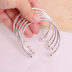 HOT DIY 10pcs/lot 65mm Silver Plated Copper metal Screw end Cuff Charm bracelet bangle Fit Hole beads jewelry findings