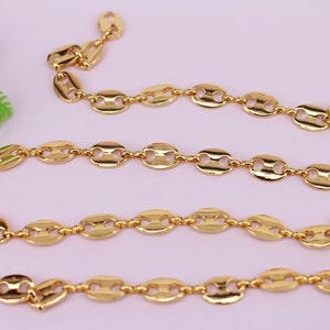 HOT 5 Meter Gold plated Pig nose / Eye Copper chain ,5x7mm/7.5x11mm ,Brass Chain,18k plated metal, Chain Jewelry Making Supply for DIY