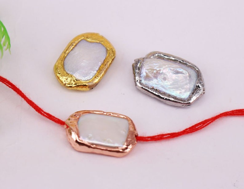 HOT 10--15Pcs Mixed plated Rectangle Shape Natural White pearl bead Connector beads,connect Pendantnecklacebracelet Jewelry Findings