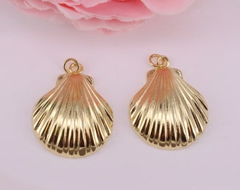 HOT 10Pcs 23x30mm Gold plated Shell shape Copper Metal beads connector pendant /bracelet /necklace/Earring/Charm,Jewelry Findings
