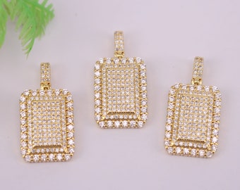 HOT 10Pcs 13x24mm Gold plated Rectangle shape Copper Metal CZ /Zircon beads connector pendant / Earring /necklace / Charm ,Jewelry Findings