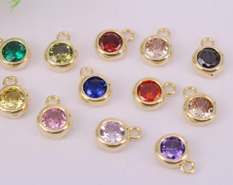 ちむEU37/24cm HOT 30pcs 7mm Gold Plated Round Shape Copper Metal Mixed CZ