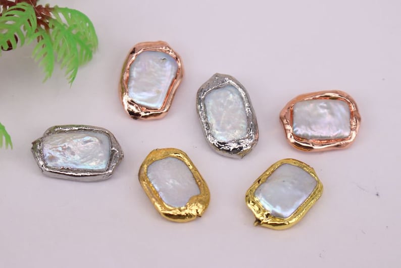 HOT 10--15Pcs Mixed plated Rectangle Shape Natural White pearl bead Connector beads,connect Pendantnecklacebracelet Jewelry Findings