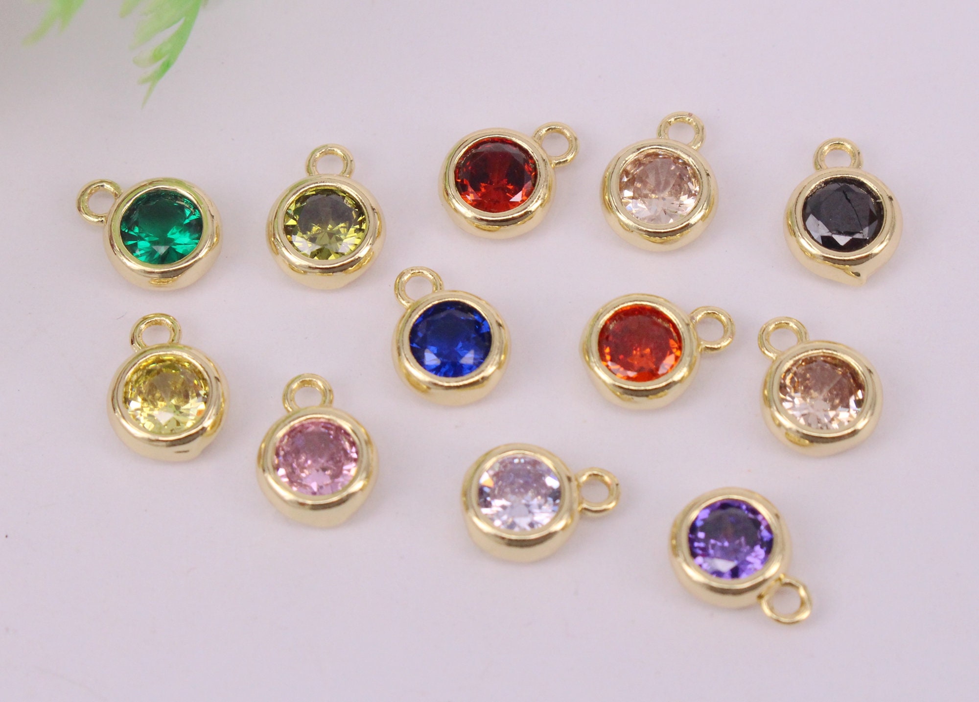 HOT 30pcs 7mm Gold Plated Round Shape Copper Metal Mixed CZ