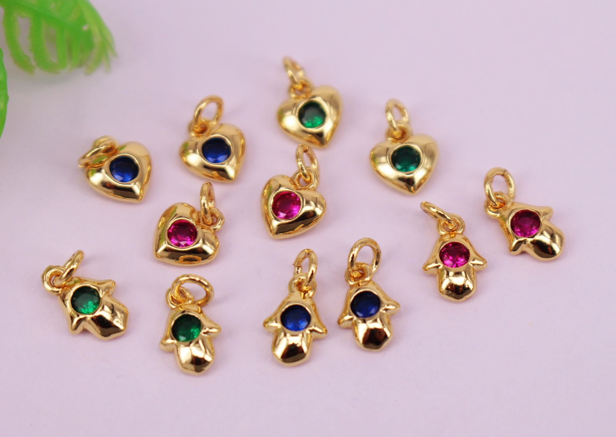 HOT 30pcs 7mm Heart / Palm Gold Plated Copper Metal Mixed