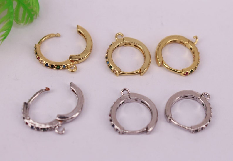 Jewelry Findings HOT 10pair 14mm Gold and Silver plated Copper Metal Multicolor CZ Zircon beads connector pendant Earrings necklace
