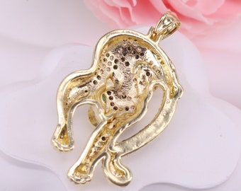 HOT 5pcs 27x50mm Gold Plated Tiger/leopard Black Enamel