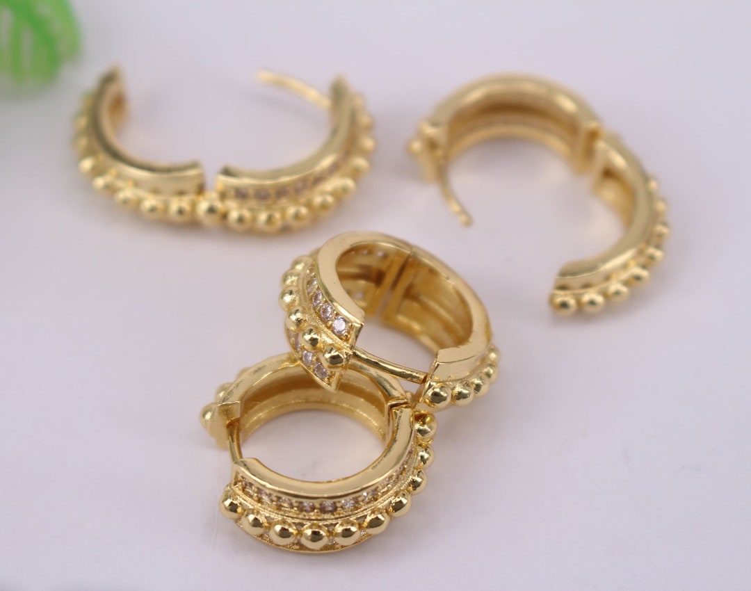 HOT 5pair/lot 21mm Gold Plated Copper Metal White CZ /zircon - Etsy