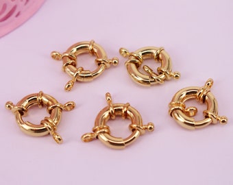 HOT 30Pcs 11/13/15mm Gold plated Round shape Copper Metal Clasps beads connector pendant / bracelet ,Jewelry Findings