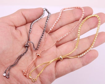 HOT 10pcs Mixed plated Macrame Bracelet, Adjustable Chain CZ Bracelet, Chain for Making Bracelet, Bracelet Jewelry findings Supply for DIY