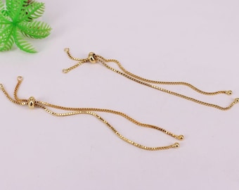 HOT 10-20pcs Gold plated Macrame Bracelet, Adjustable Chain Bracelet, Chain for Making Bracelet, Bracelet Jewelry findings Supply for DIY