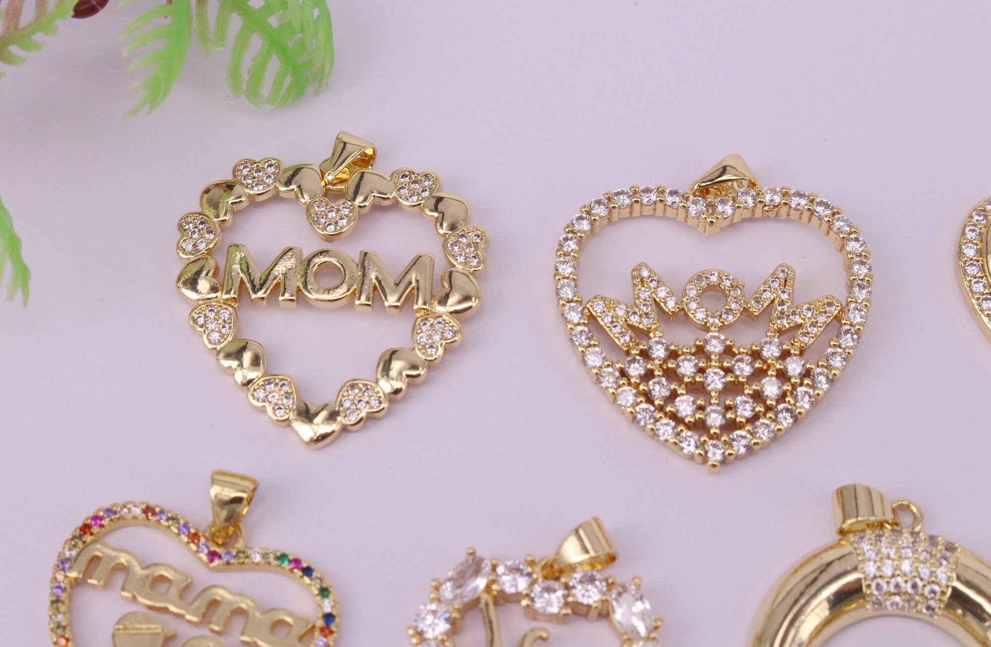 アクセサリー c.j.y mama Fashion Mixed 10pcs Gold Plated Mama/mother/mom Shape Copper
