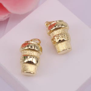 HOT 10pcs 9x14mm Gold plated coffee cup shape Copper Metal beads connector pendant/necklace/Charm/Earring ,Jewelry Findings