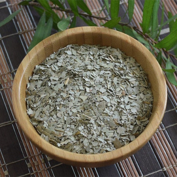 Organic Eucalyptus Leaf Loose, Dried, Cut - 1 ounce cut and sifted dried leaves. Eucalyptis Globulus Leaf