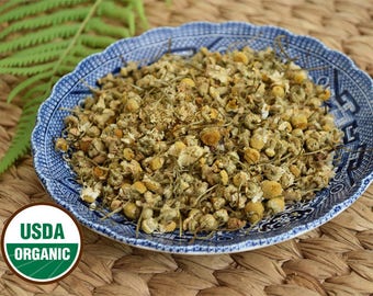 Organic Chamomile Flowers Loose, Dried 1 ounce German - approx. 1.25 cup, Matricaria recutita